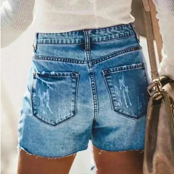 KanCan High Waisted Rise Distressed Denim Cut Off Jean Shorts Size 13 - Picture 2 of 6